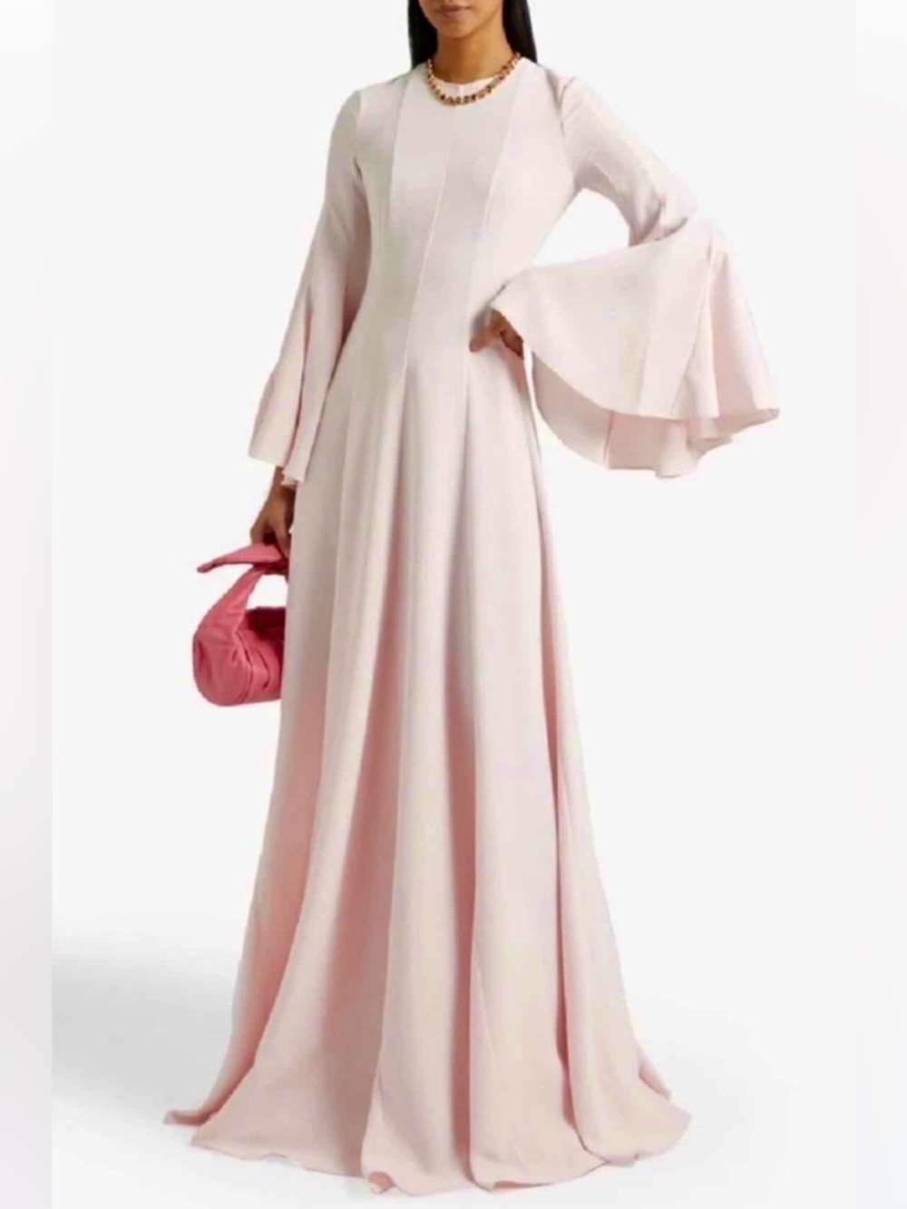 Oscar de la Renta NWT Pale Pink Bell Sleeve Gown Size Medium